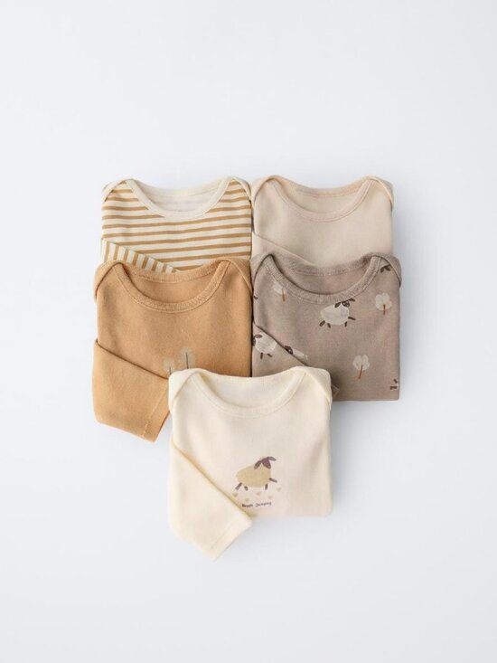 Zara Other - Zara Baby - 5 Pack of Long Sleeve Sheep Bodysuits